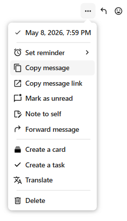 Action menu in Talk