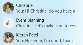List items used for conversations in Talk