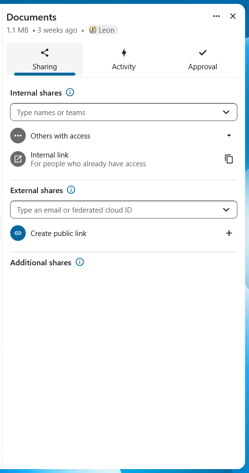 Sidebar for a folder in Files