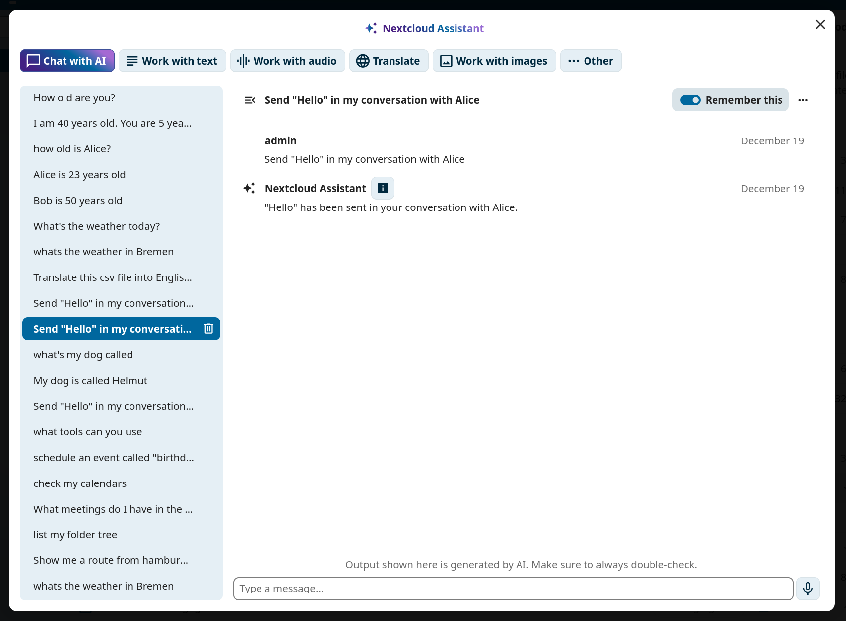 Chat with AI interface.