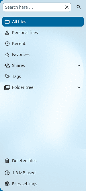 The Files app left navigation panel.