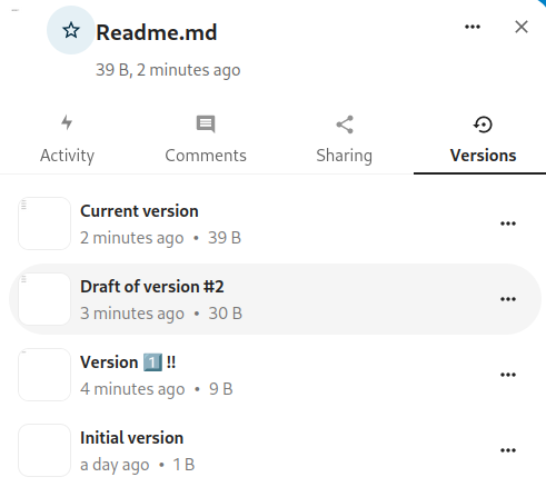 File version history in the Details sidebar