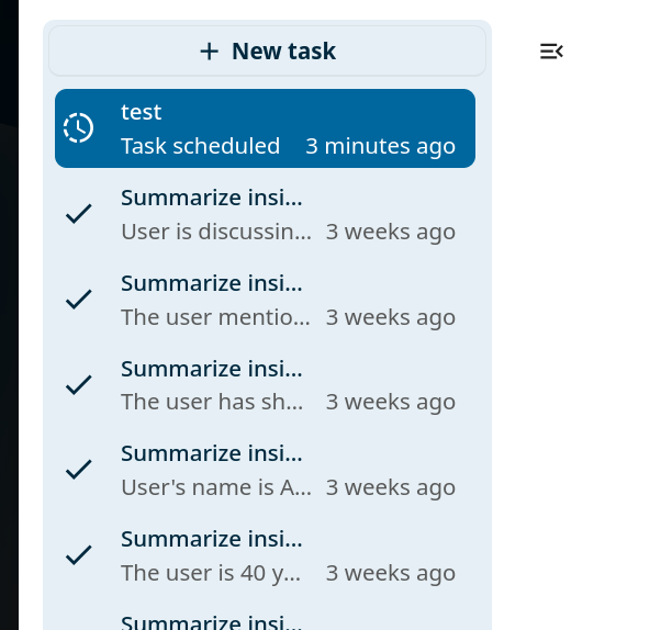 Task history in the left panel.