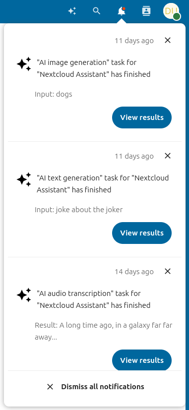 Task completion notification.