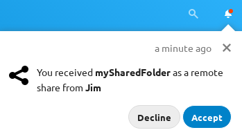 Federated share acceptance notification.